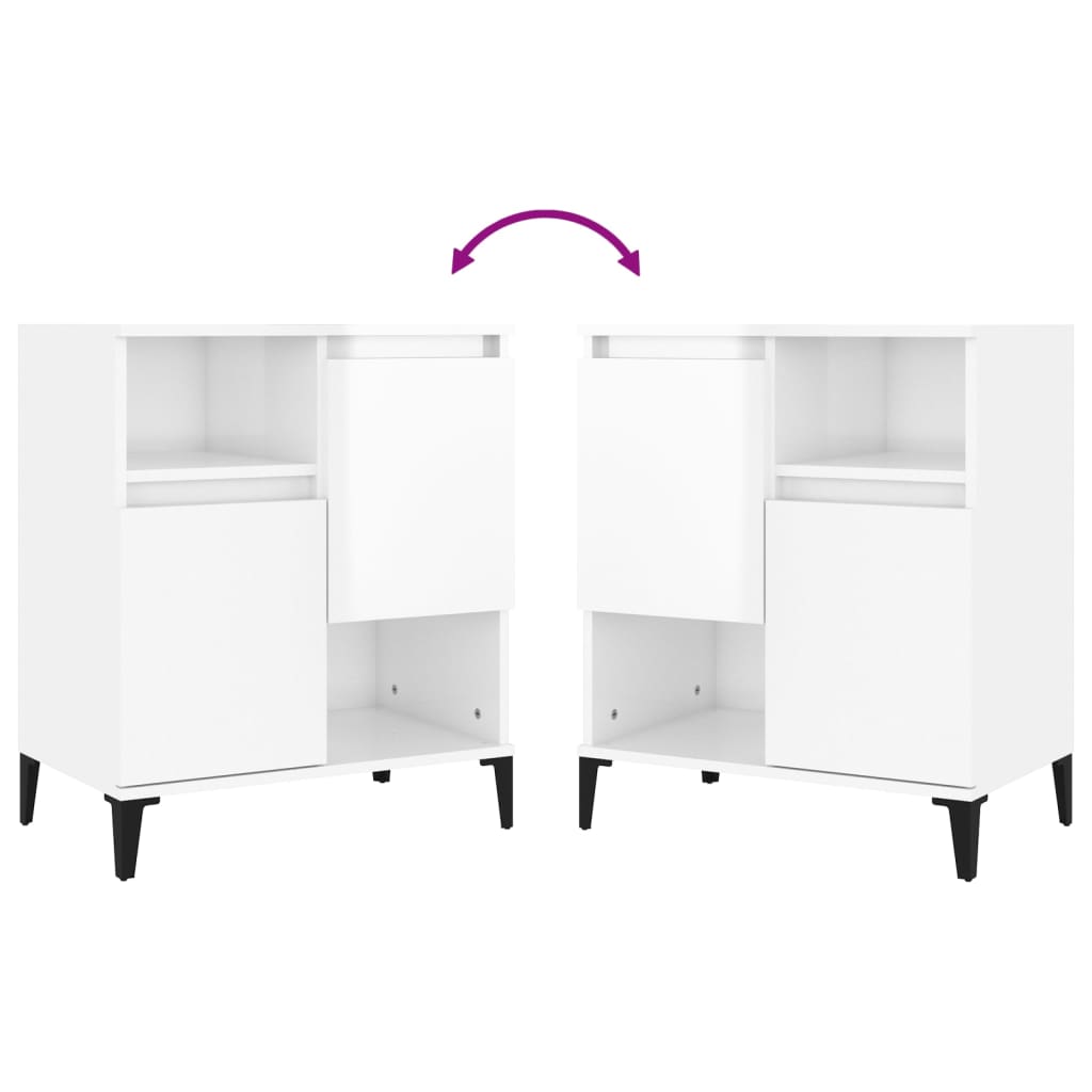 vidaXL Dulapuri, 2 buc, alb extralucios, 60x35x70 cm, lemn prelucrat