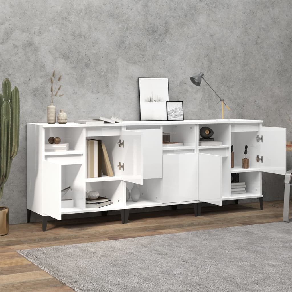 vidaXL Dulapuri, 3 buc, alb extralucios, 60x35x70 cm, lemn prelucrat vidaXL Dulapuri, 3 buc, alb extralucios, 60x35x70 cm, lemn prelucrat