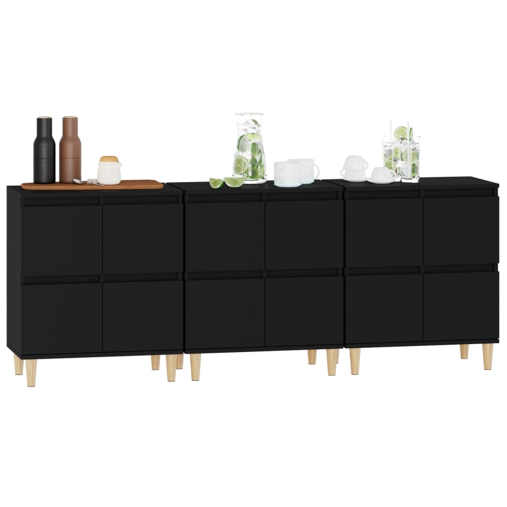 vidaXL Dulapuri, 3 buc, negru, 60x35x70 cm, lemn prelucrat vidaXL Dulapuri, 3 buc, negru, 60x35x70 cm, lemn prelucrat