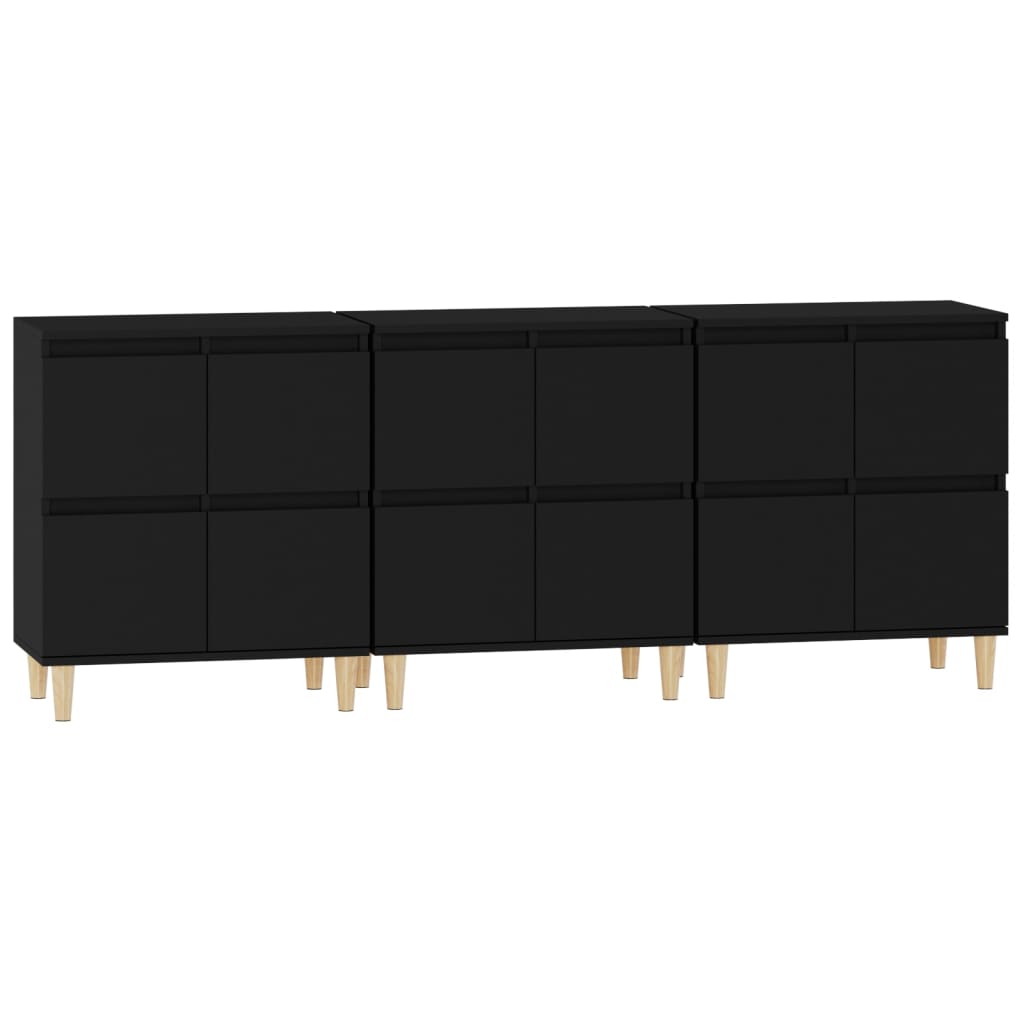 vidaXL Dulapuri, 3 buc, negru, 60x35x70 cm, lemn prelucrat vidaXL Dulapuri, 3 buc, negru, 60x35x70 cm, lemn prelucrat