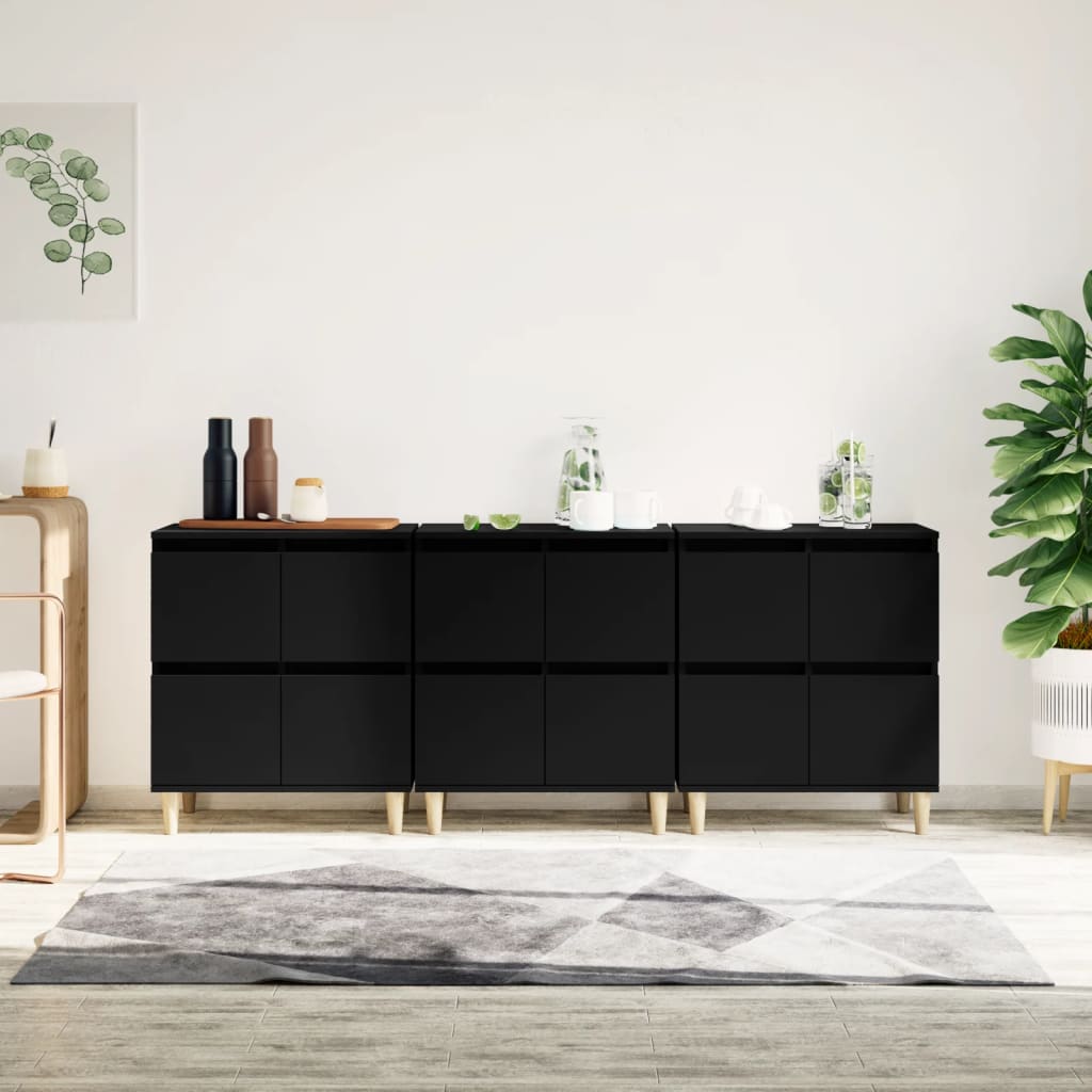 vidaXL Dulapuri, 3 buc, negru, 60x35x70 cm, lemn prelucrat vidaXL Dulapuri, 3 buc, negru, 60x35x70 cm, lemn prelucrat