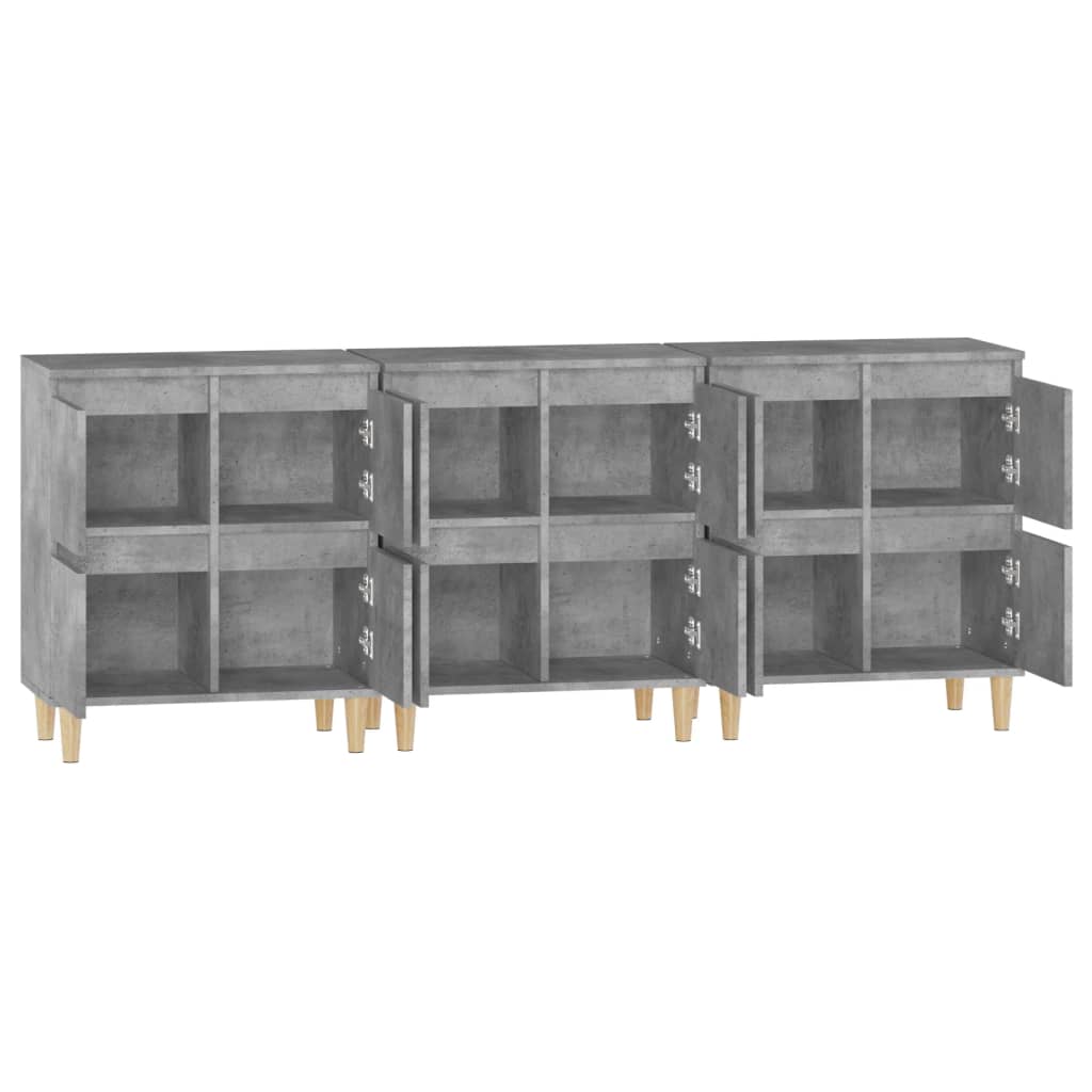 vidaXL Dulapuri, 3 buc, gri beton, 60x35x70 cm, lemn prelucrat vidaXL Dulapuri, 3 buc, gri beton, 60x35x70 cm, lemn prelucrat