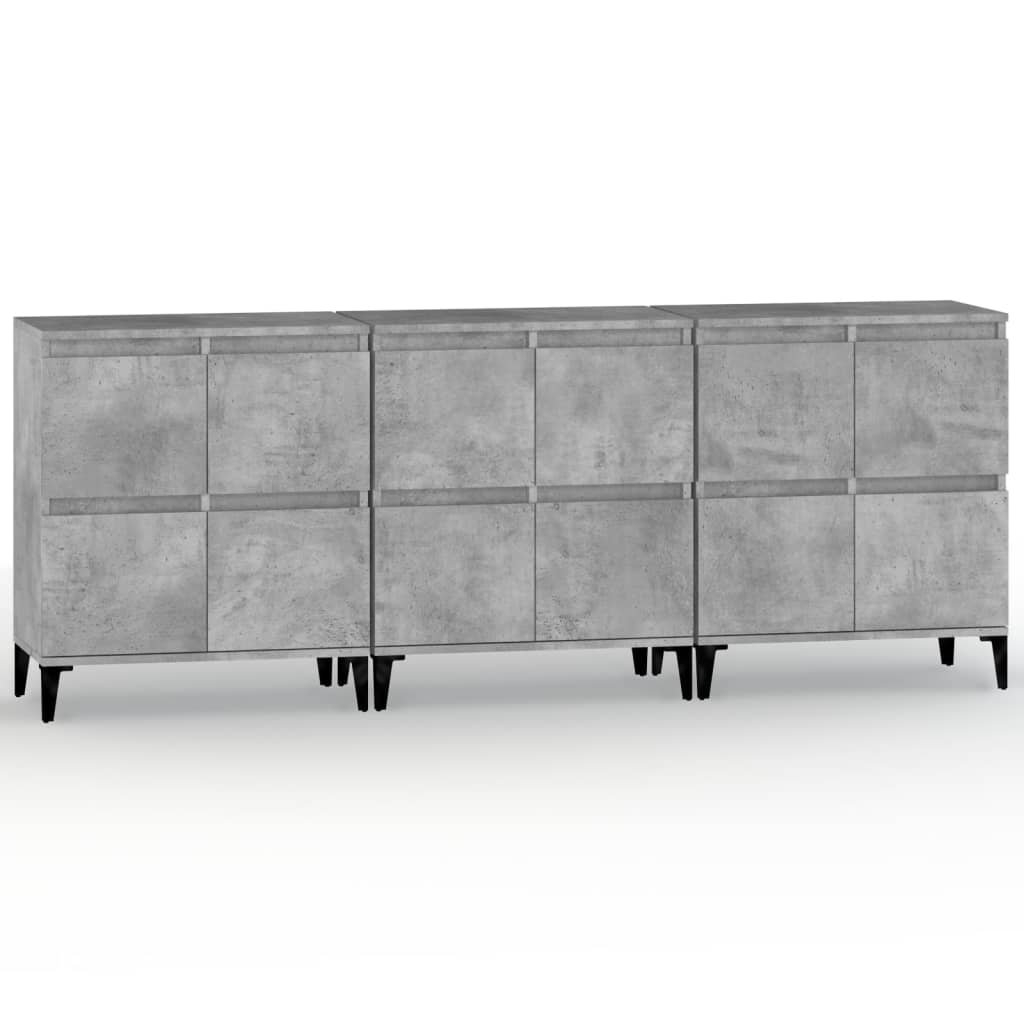 vidaXL Dulapuri, 3 buc, gri beton, 60x35x70 cm, lemn prelucrat vidaXL Dulapuri, 3 buc, gri beton, 60x35x70 cm, lemn prelucrat