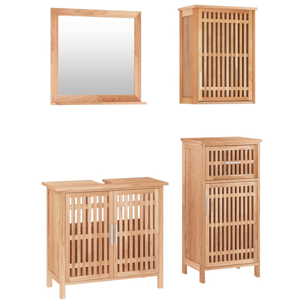 vidaXL Set mobilier de baie, 4 piese, lemn masiv de nuc