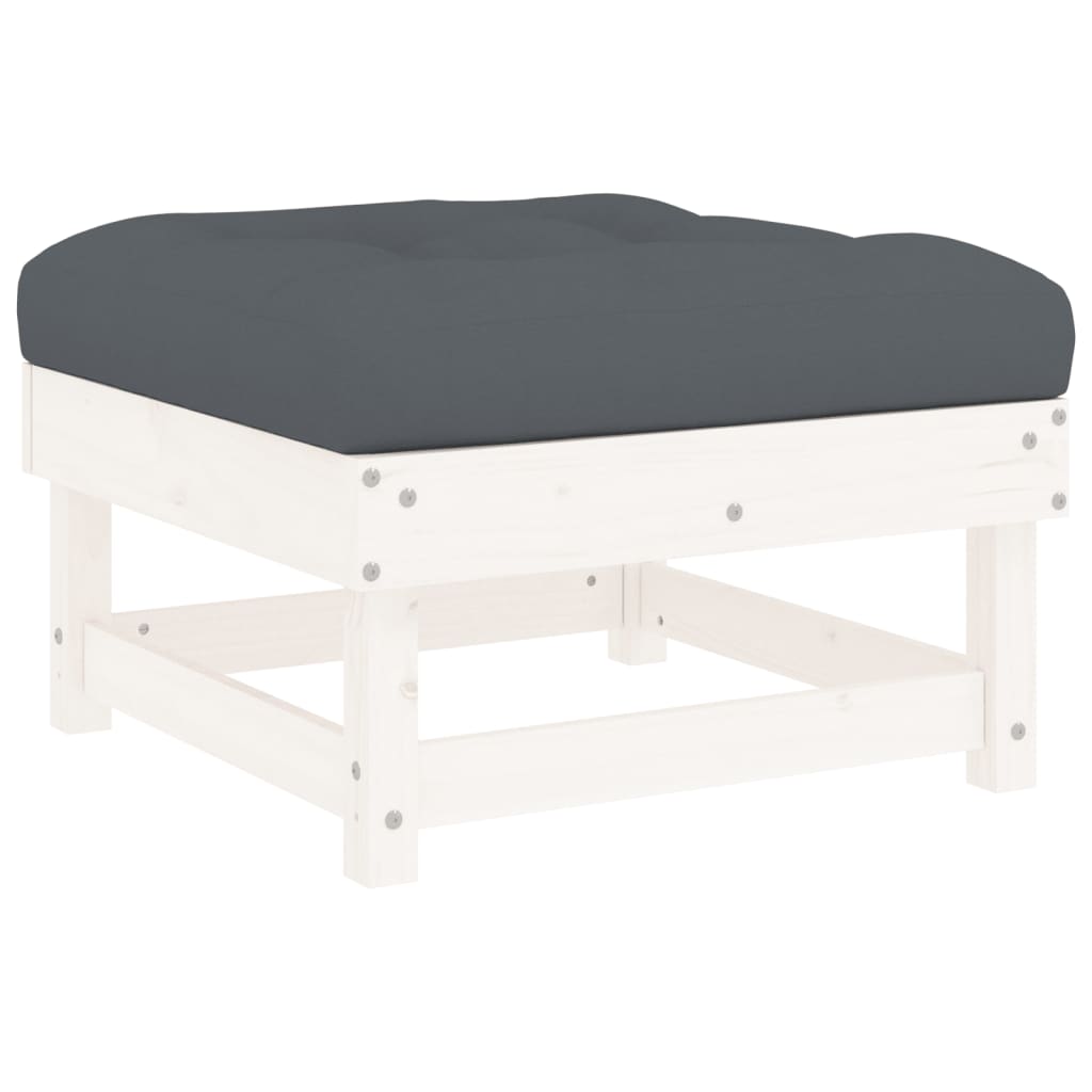 vidaXL Set mobilier de grădină cu perne, 8 piese, alb, lemn masiv