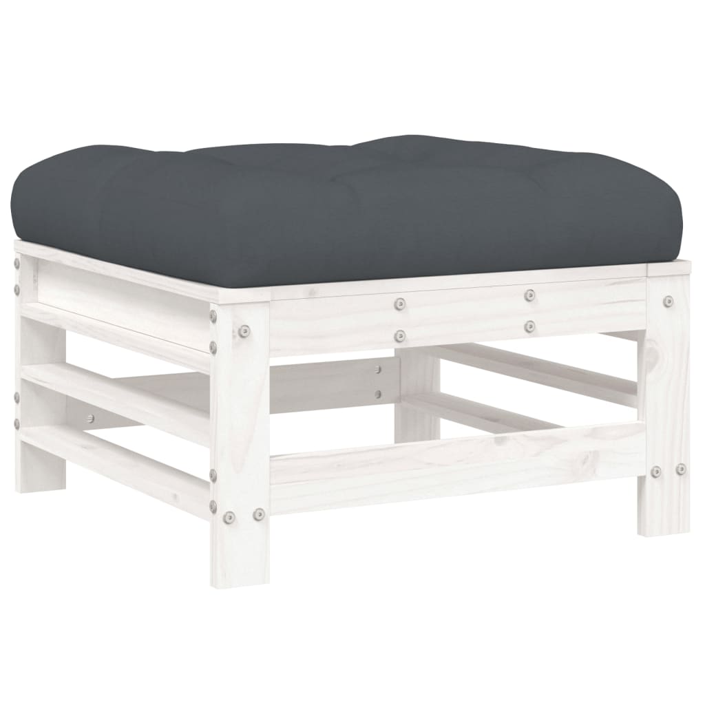 vidaXL Set mobilier de grădină cu perne, 8 piese, alb, lemn masiv