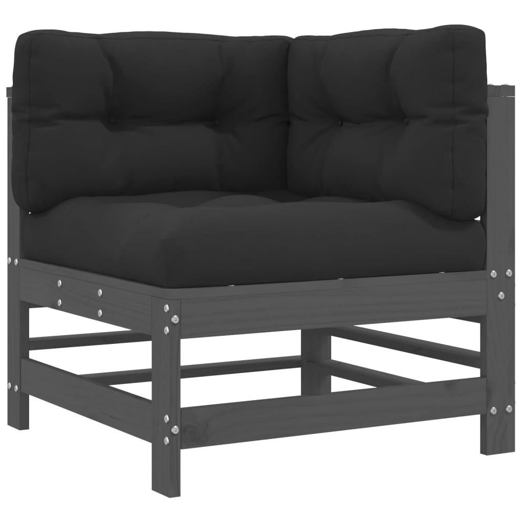 vidaXL Set mobilier grădină cu perne, 8 piese, gri, lemn masiv