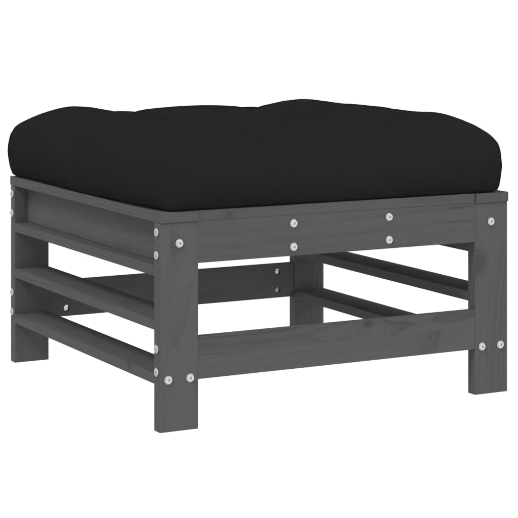 vidaXL Set mobilier grădină cu perne, 8 piese, gri, lemn masiv