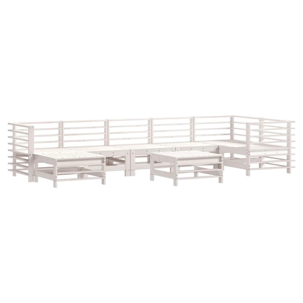 vidaXL Set mobilier de grădină cu perne, 8 piese, alb, lemn masiv