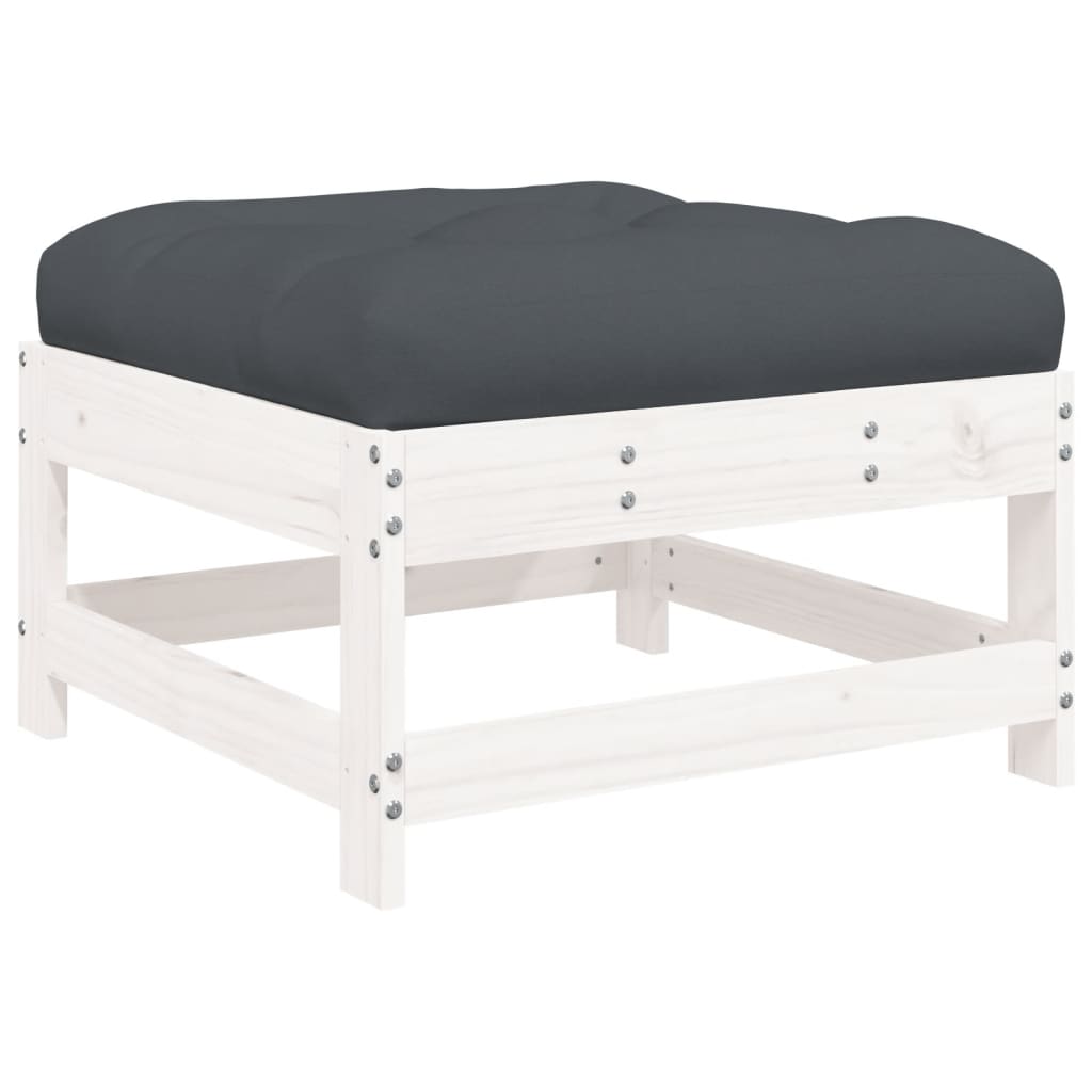 vidaXL Set mobilier de grădină cu perne, 8 piese, alb, lemn masiv
