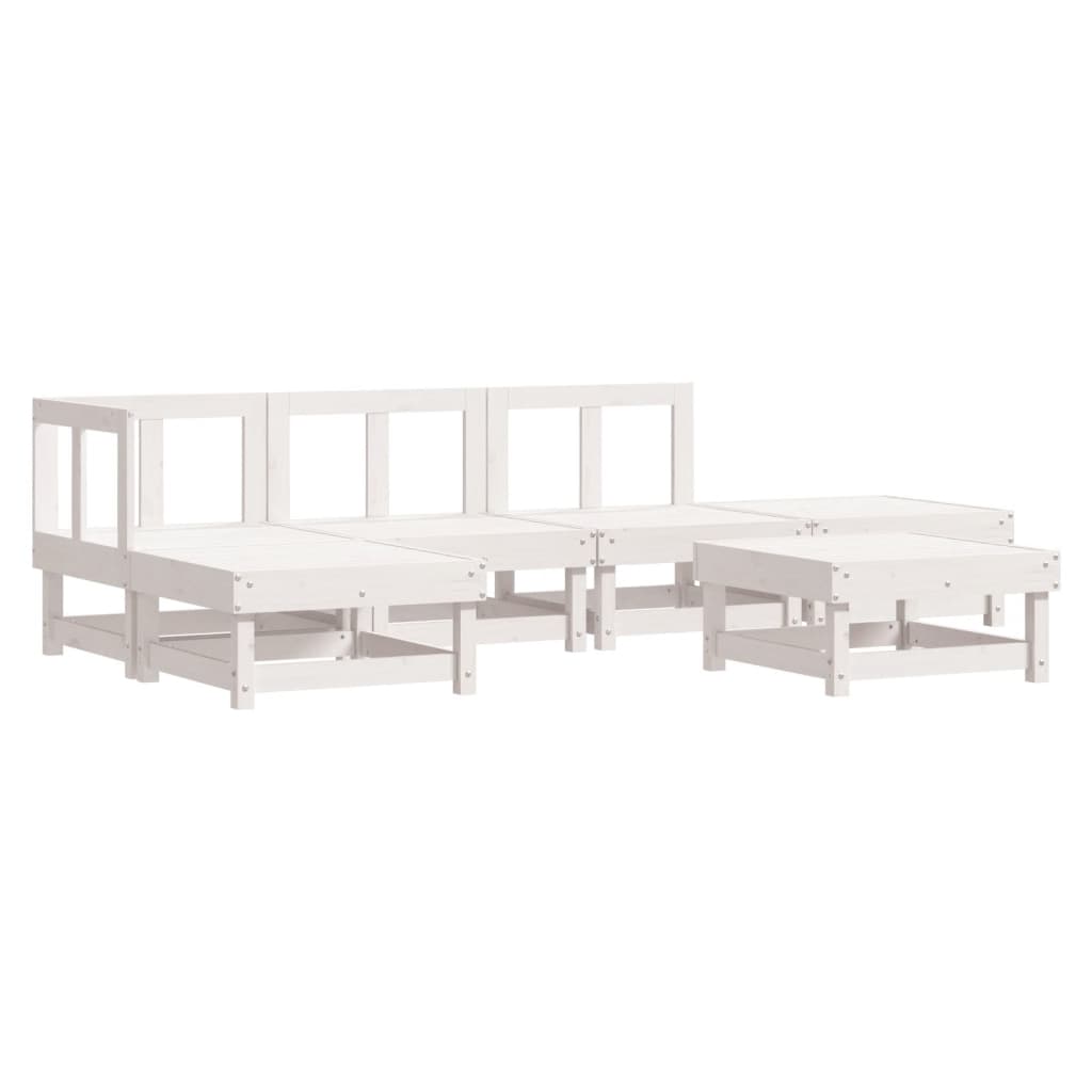 vidaXL Set mobilier relaxare grădină&perne 6 piese alb lemn masiv pin vidaXL Set mobilier relaxare grădină&perne 6 piese alb lemn masiv pin
