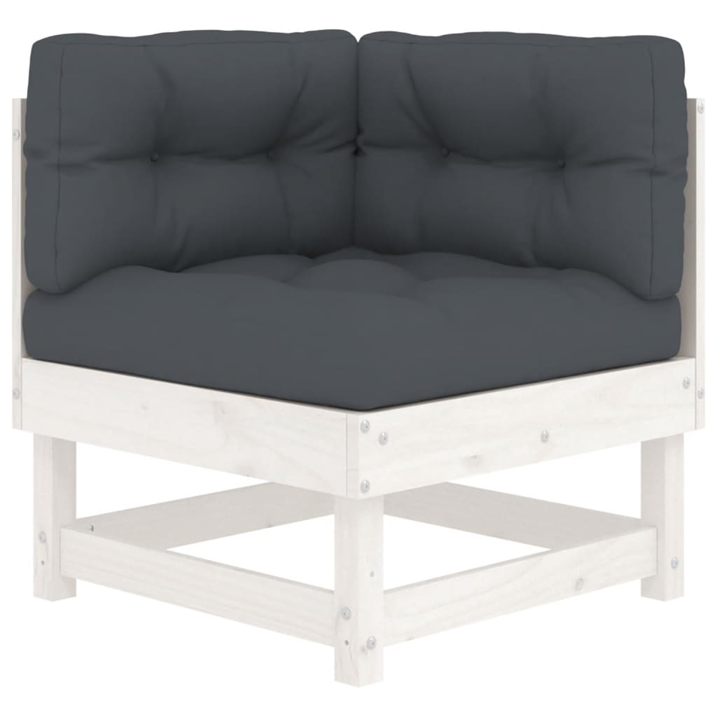 vidaXL Set mobilier relaxare grădină&perne 6 piese alb lemn masiv pin vidaXL Set mobilier relaxare grădină&perne 6 piese alb lemn masiv pin