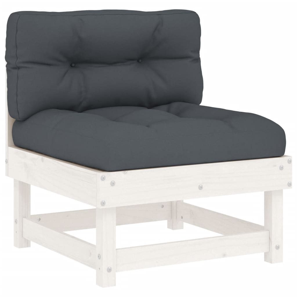 vidaXL Set mobilier relaxare grădină&perne 6 piese alb lemn masiv pin vidaXL Set mobilier relaxare grădină&perne 6 piese alb lemn masiv pin