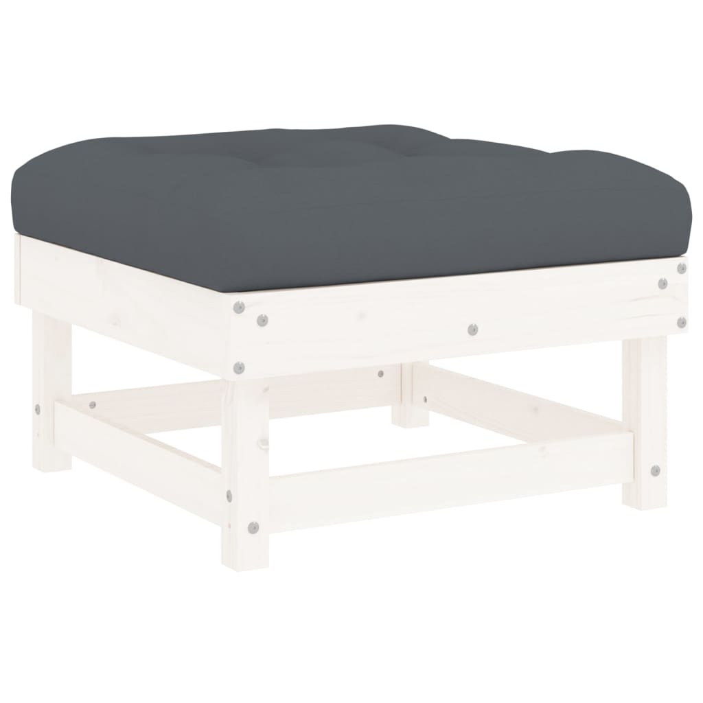 vidaXL Set mobilier relaxare grădină&perne 6 piese alb lemn masiv pin vidaXL Set mobilier relaxare grădină&perne 6 piese alb lemn masiv pin