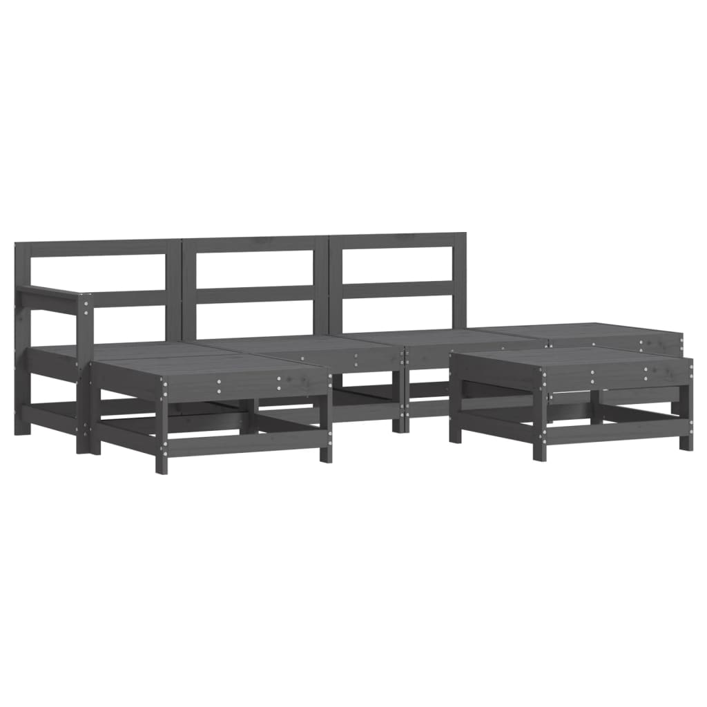 vidaXL Set mobilier relaxare grădină&perne 6 piese gri lemn masiv pin