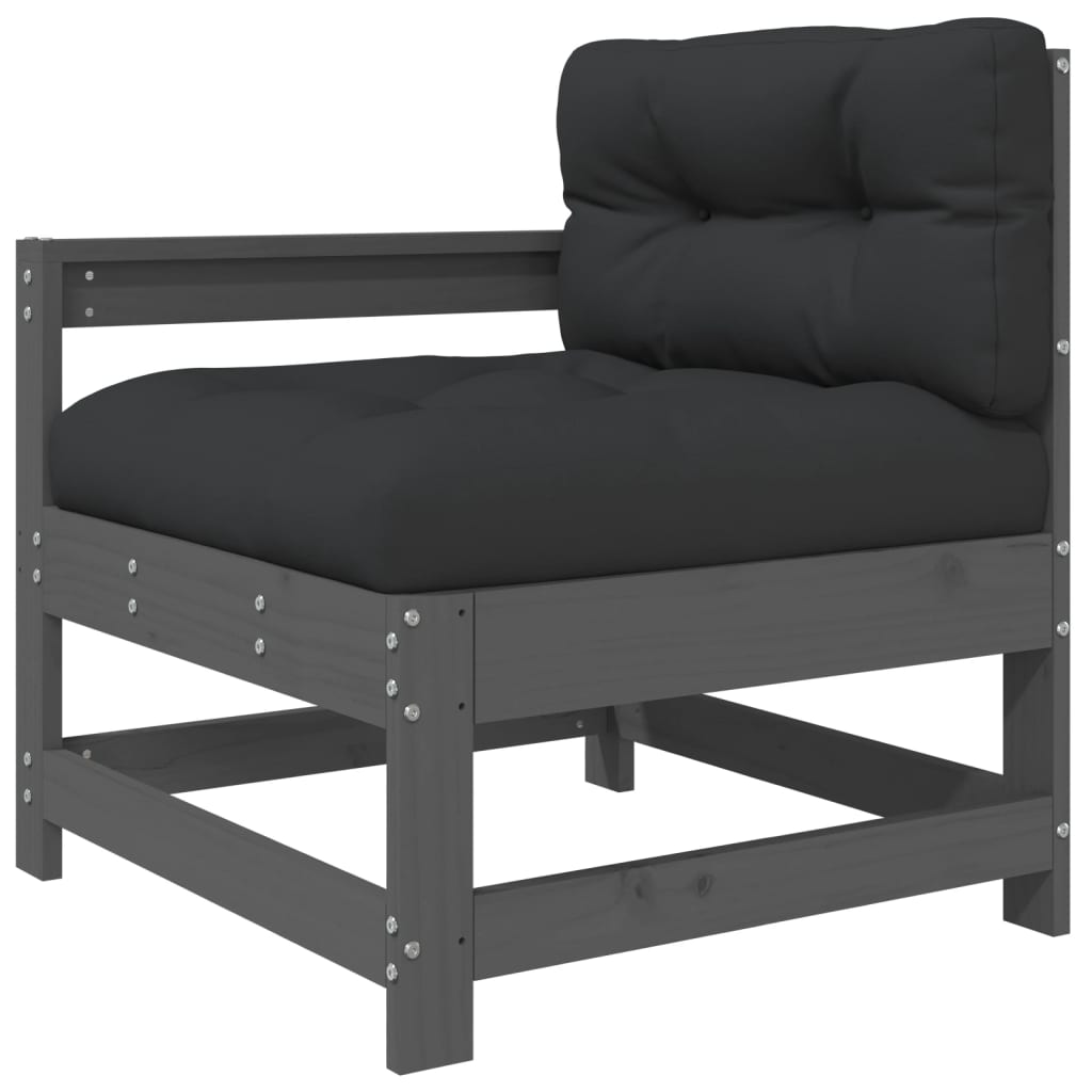 vidaXL Set mobilier relaxare grădină&perne 6 piese gri lemn masiv pin