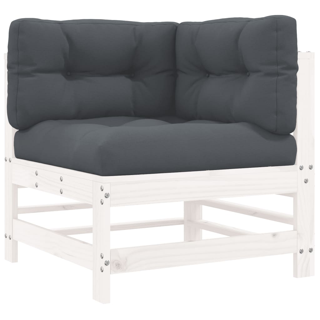 vidaXL Set mobilier relaxare grădină&perne 6 piese alb lemn masiv pin