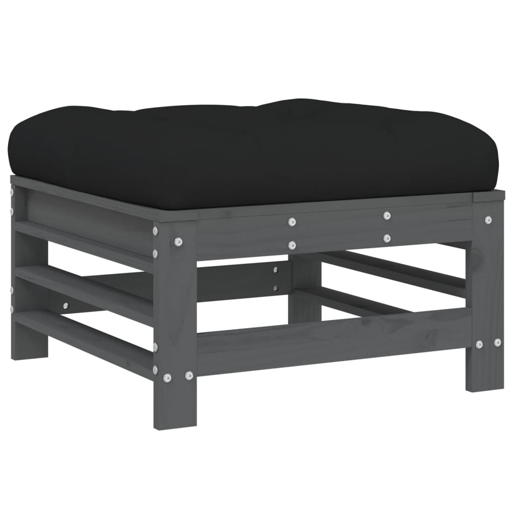 vidaXL Set mobilier relaxare grădină&perne 6 piese gri lemn masiv pin vidaXL Set mobilier relaxare grădină&perne 6 piese gri lemn masiv pin