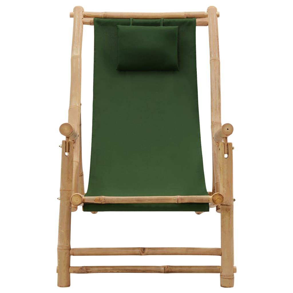 vidaXL Scaun pliabil, verde, bambus și pânză vidaXL Scaun pliabil, verde, bambus și pânză