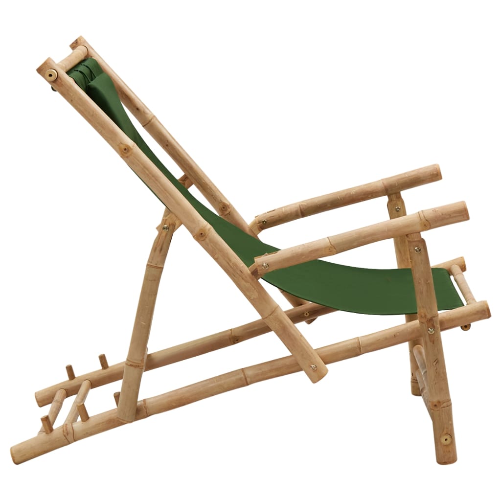 vidaXL Scaun pliabil, verde, bambus și pânză vidaXL Scaun pliabil, verde, bambus și pânză