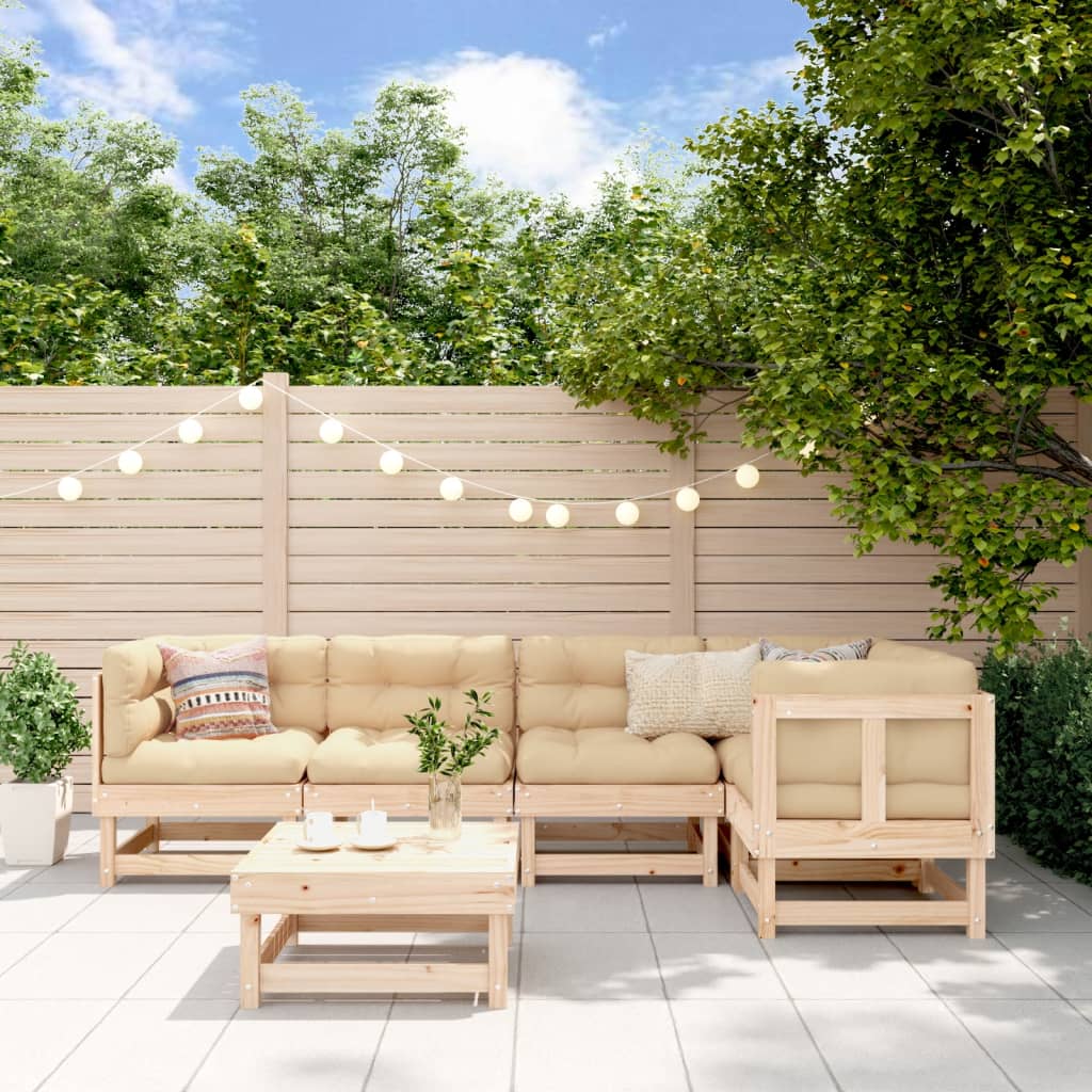 vidaXL Set mobilier relaxare de grădină & perne 6 piese lemn masiv pin vidaXL Set mobilier relaxare de grădină & perne 6 piese lemn masiv pin