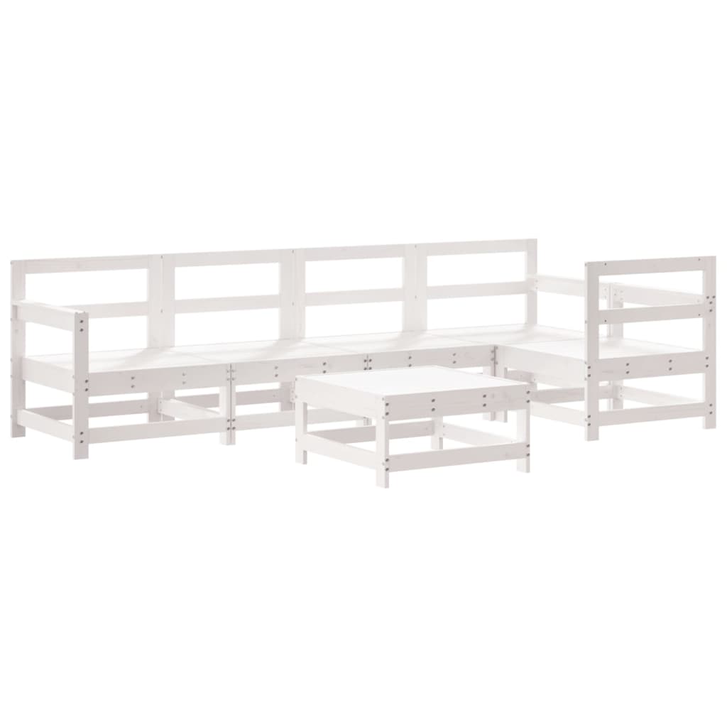 vidaXL Set mobilier relaxare grădină&perne 6 piese alb lemn masiv pin vidaXL Set mobilier relaxare grădină&perne 6 piese alb lemn masiv pin