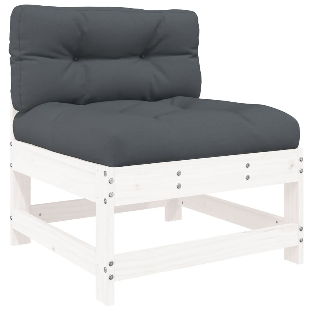 vidaXL Set mobilier relaxare grădină&perne 6 piese alb lemn masiv pin vidaXL Set mobilier relaxare grădină&perne 6 piese alb lemn masiv pin