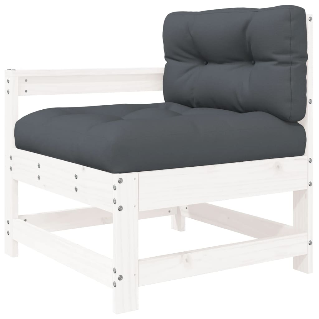 vidaXL Set mobilier relaxare grădină&perne 6 piese alb lemn masiv pin vidaXL Set mobilier relaxare grădină&perne 6 piese alb lemn masiv pin
