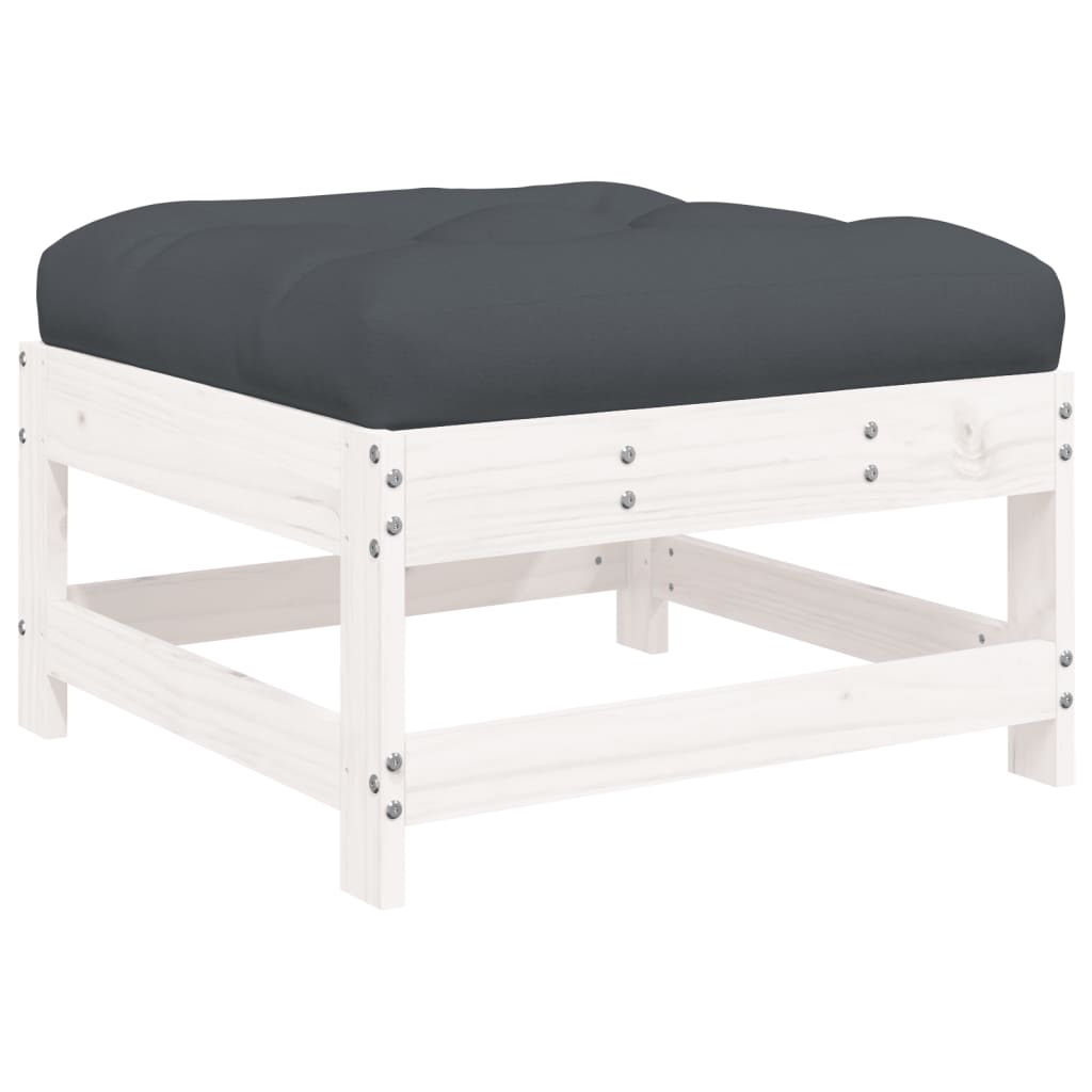 vidaXL Set mobilier relaxare grădină&perne 6 piese alb lemn masiv pin vidaXL Set mobilier relaxare grădină&perne 6 piese alb lemn masiv pin