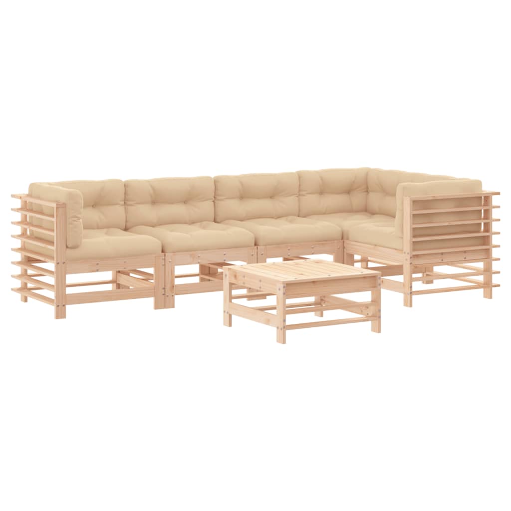 vidaXL Set mobilier relaxare de grădină & perne 6 piese lemn masiv pin vidaXL Set mobilier relaxare de grădină & perne 6 piese lemn masiv pin