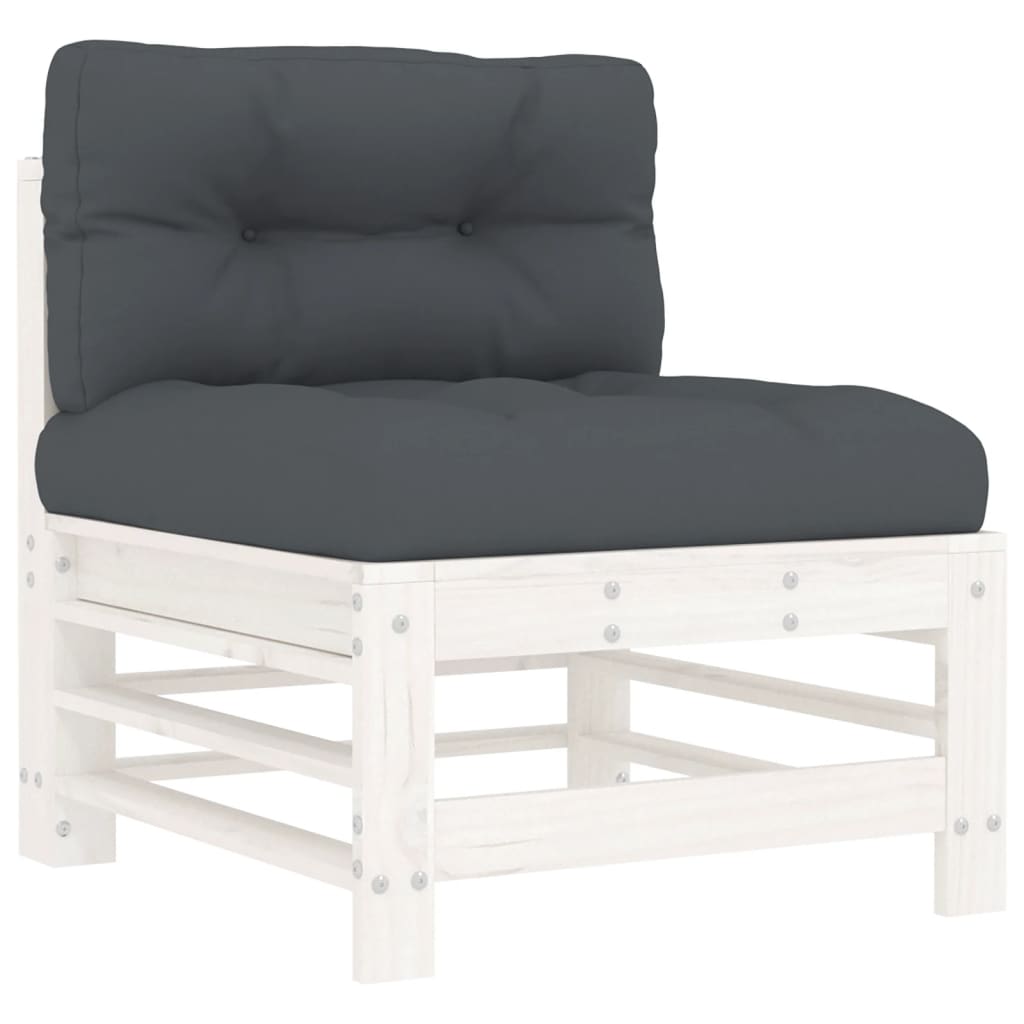 vidaXL Set mobilier relaxare grădină&perne 6 piese alb lemn masiv pin