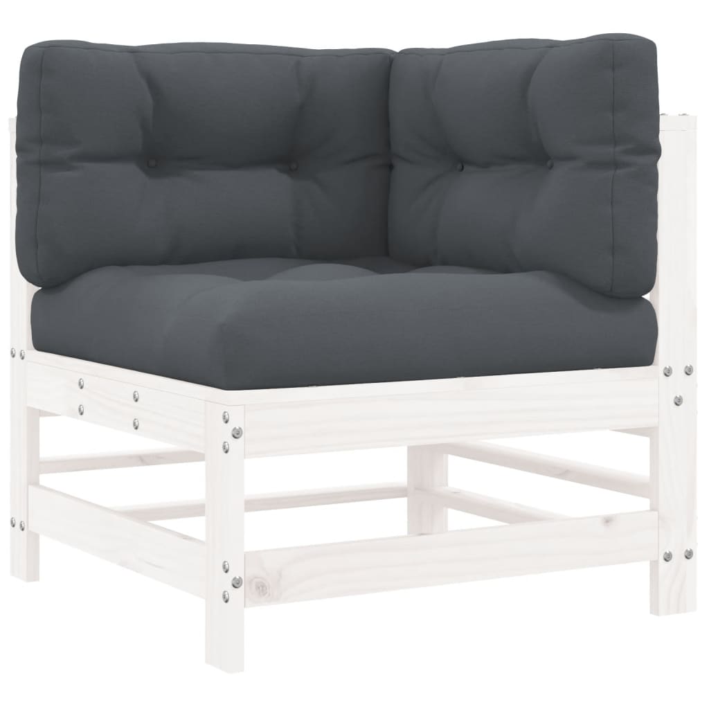 vidaXL Set mobilier relaxare grădină&perne 6 piese alb lemn masiv pin