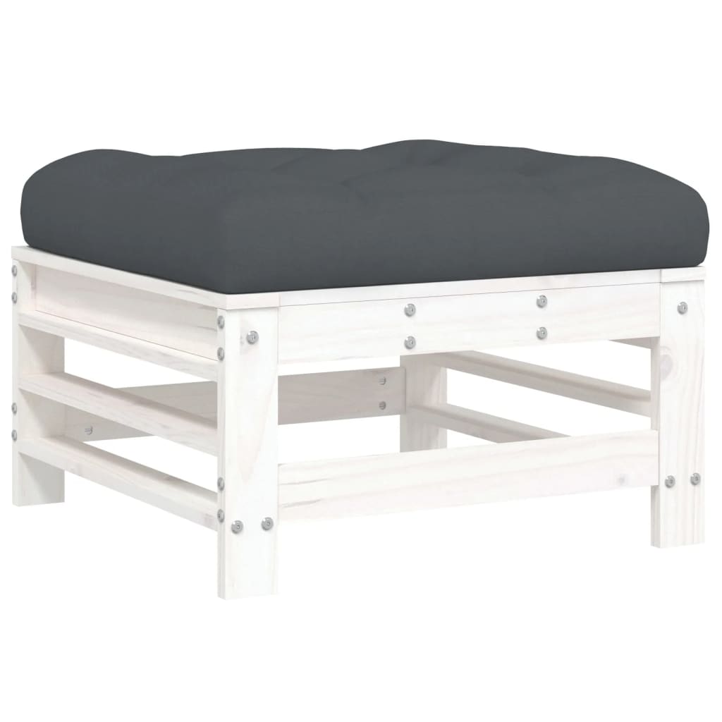 vidaXL Set mobilier relaxare grădină&perne 6 piese alb lemn masiv pin
