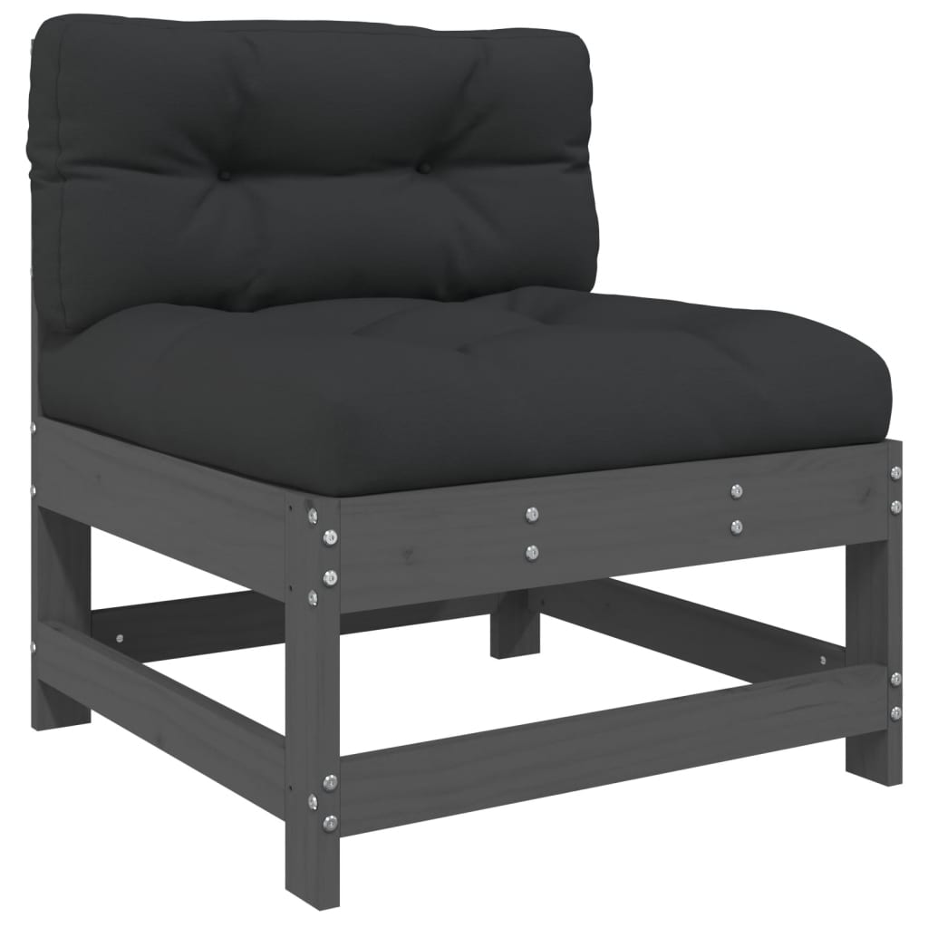 vidaXL Set mobilier grădină cu perne, 4 piese, gri, lemn masiv