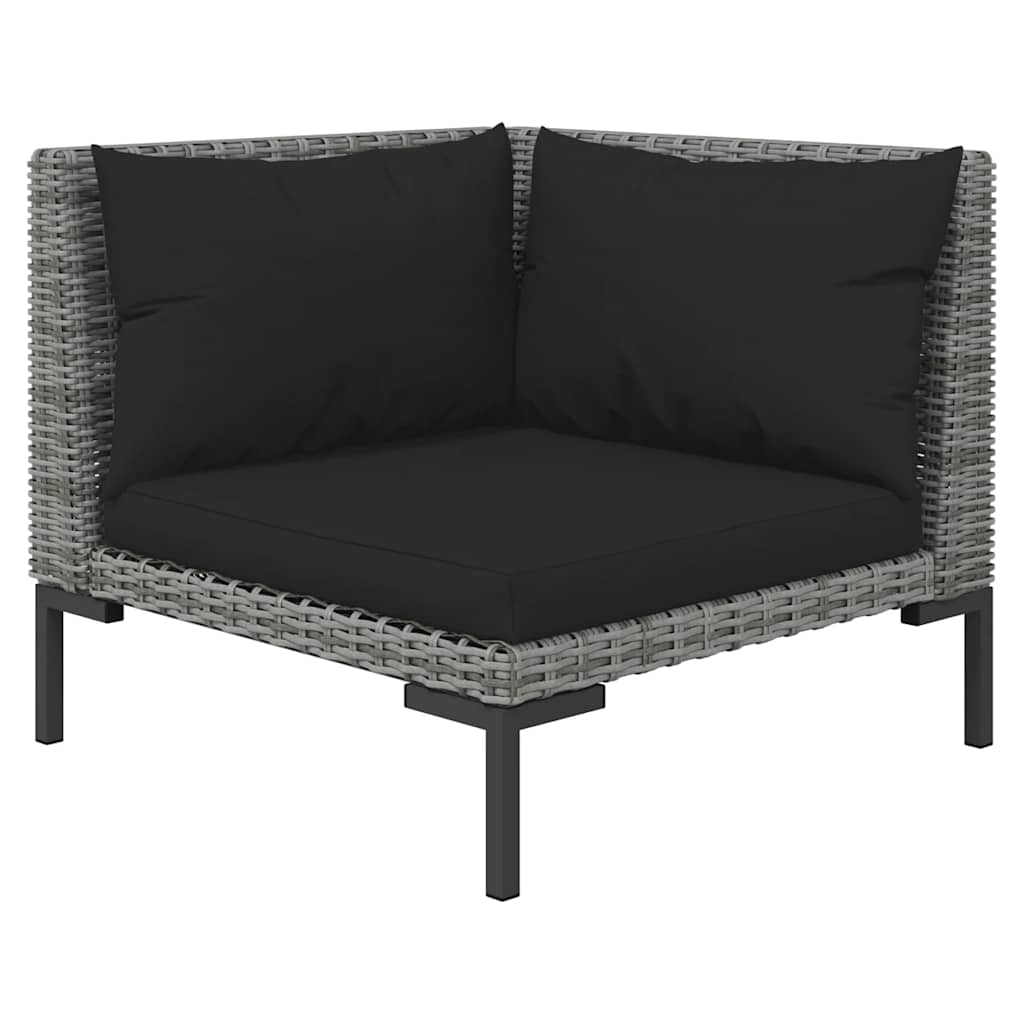 vidaXL Set mobilier grădină 3 piese, gri închis, poliratan semi-rotund