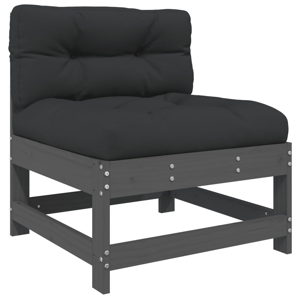 vidaXL Set mobilier grădină cu perne, 5 piese, gri, lemn masiv