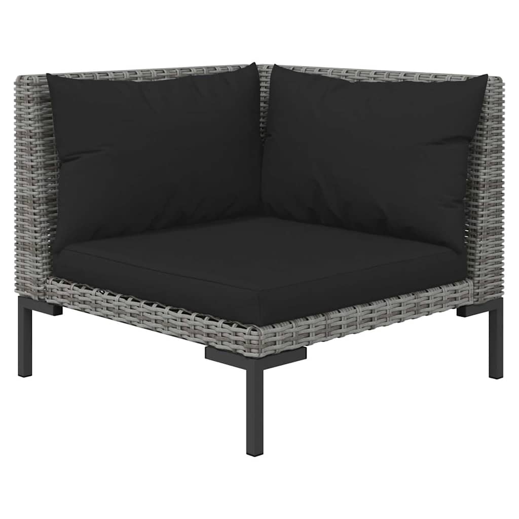 vidaXL Set mobilier grădină 3 piese, gri închis, poliratan semi-rotund