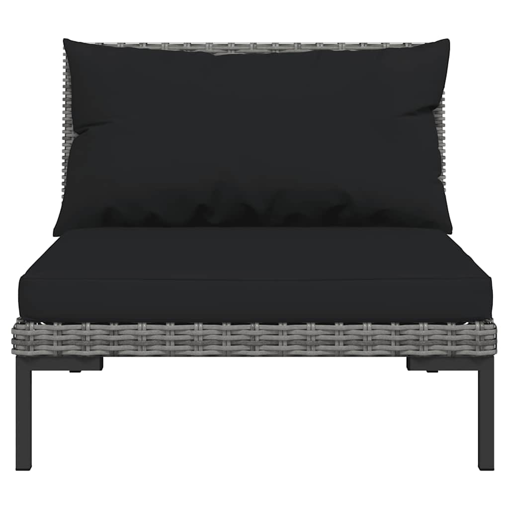 vidaXL Set mobilier grădină 3 piese, gri închis, poliratan semi-rotund