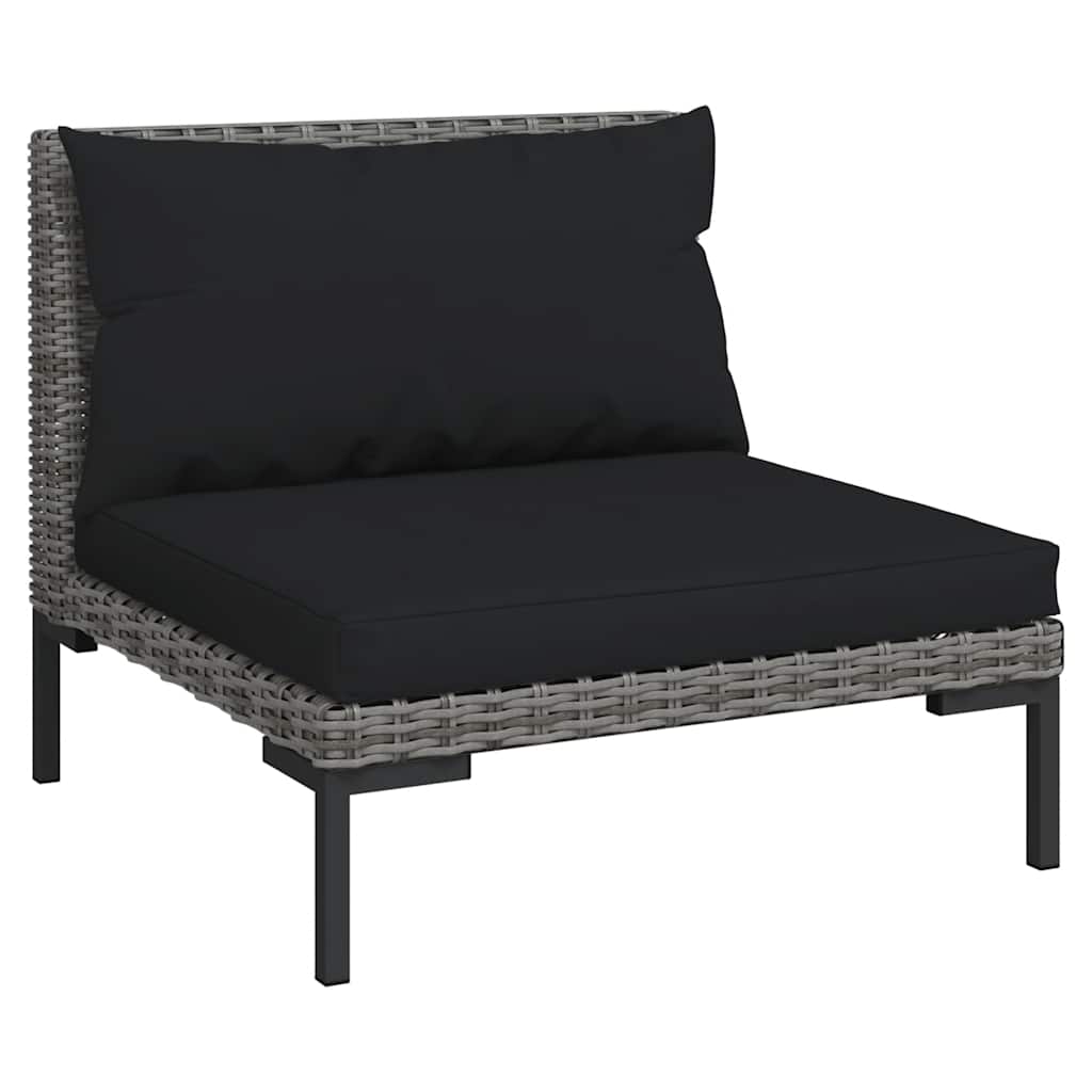 vidaXL Set mobilier grădină 3 piese, gri închis, poliratan semi-rotund