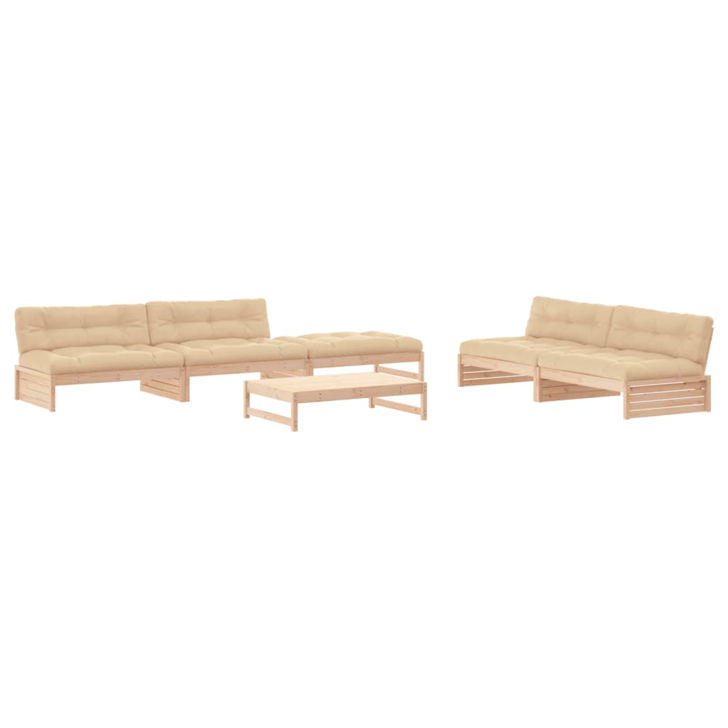 vidaXL Set mobilier relaxare de grădină & perne 6 piese lemn masiv pin vidaXL Set mobilier relaxare de grădină & perne 6 piese lemn masiv pin
