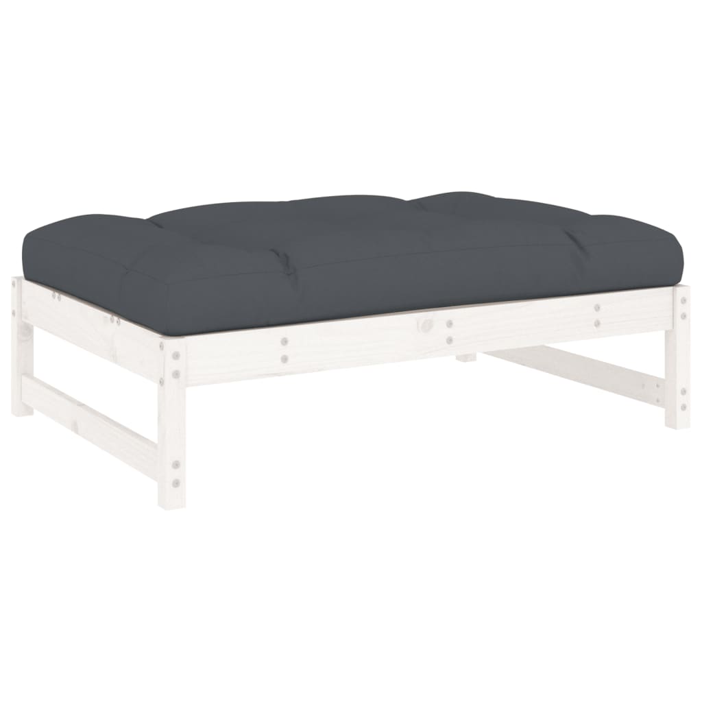 vidaXL Set mobilier relaxare grădină&perne 6 piese alb lemn masiv pin
