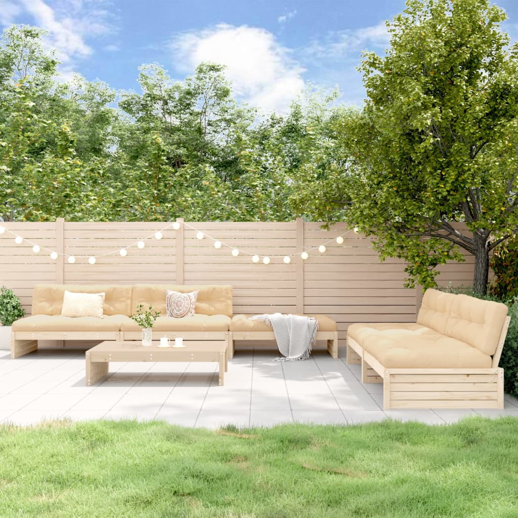 vidaXL Set mobilier relaxare de grădină & perne 6 piese lemn masiv pin vidaXL Set mobilier relaxare de grădină & perne 6 piese lemn masiv pin