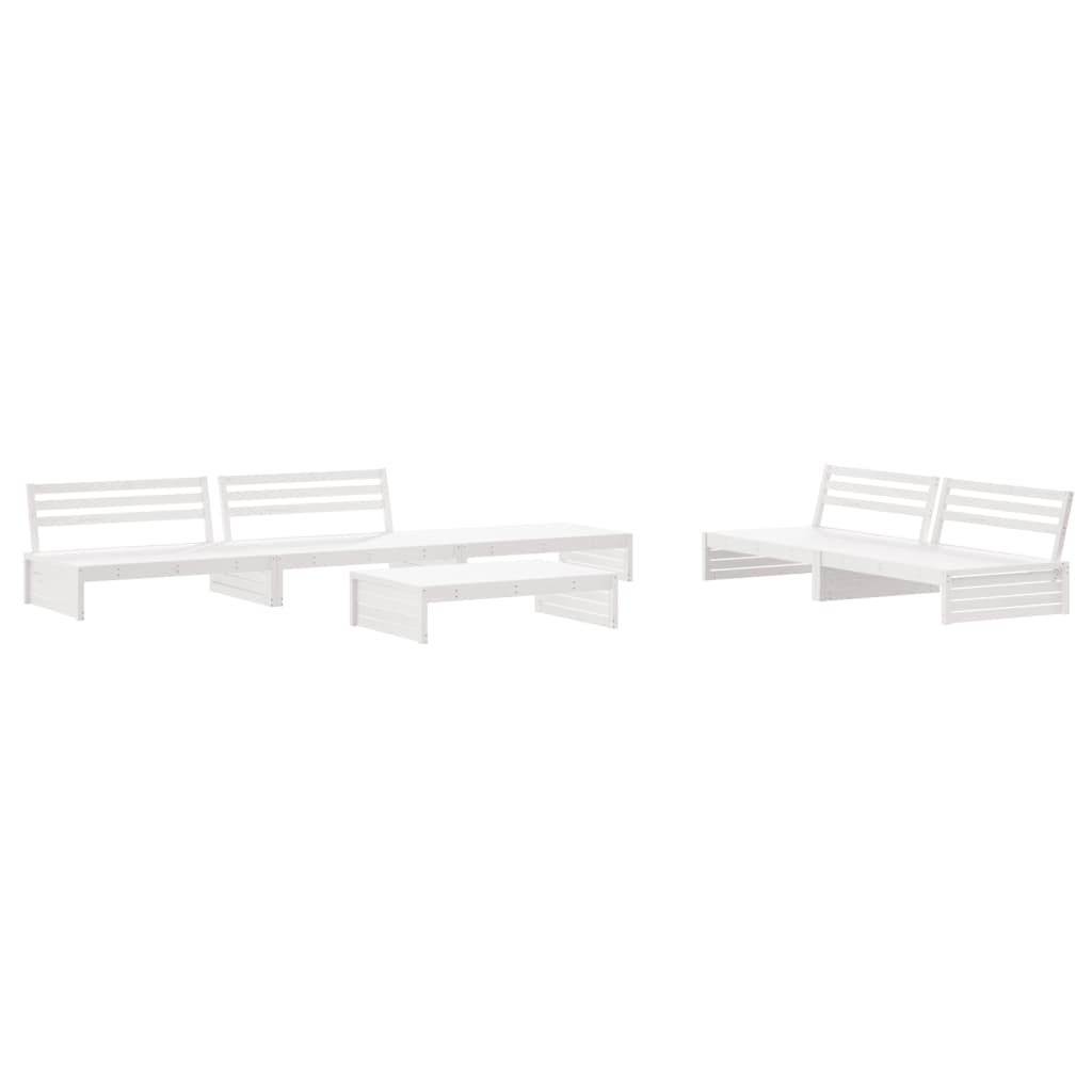 vidaXL Set mobilier relaxare grădină&perne 6 piese alb lemn masiv pin vidaXL Set mobilier relaxare grădină&perne 6 piese alb lemn masiv pin