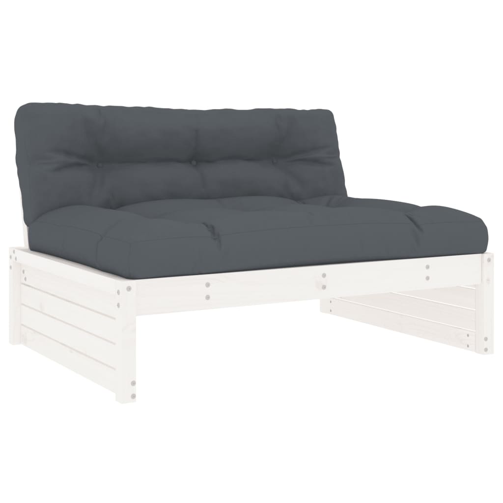 vidaXL Set mobilier relaxare grădină&perne 6 piese alb lemn masiv pin vidaXL Set mobilier relaxare grădină&perne 6 piese alb lemn masiv pin