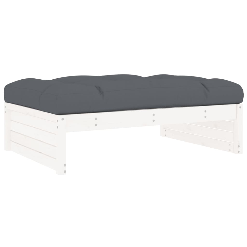 vidaXL Set mobilier relaxare grădină&perne 6 piese alb lemn masiv pin vidaXL Set mobilier relaxare grădină&perne 6 piese alb lemn masiv pin
