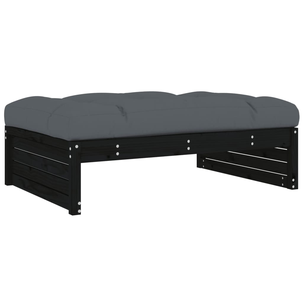 vidaXL Set mobilier grădină cu perne, 6 piese, negru, lemn masiv