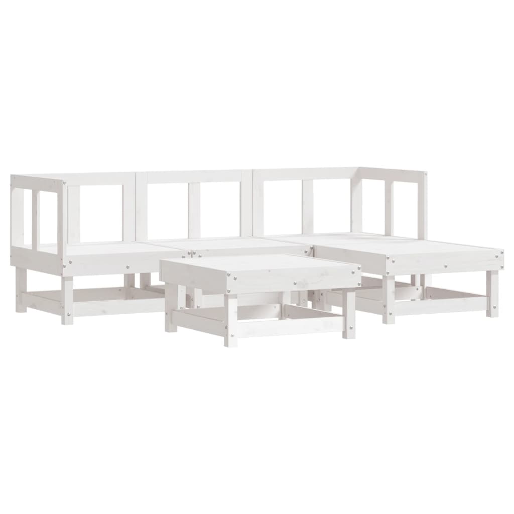 vidaXL Set mobilier relaxare de grădină 5 piese alb lemn masiv de pin vidaXL Set mobilier relaxare de grădină 5 piese alb lemn masiv de pin