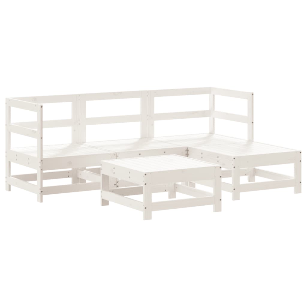 vidaXL Set mobilier relaxare de grădină 5 piese alb lemn masiv de pin vidaXL Set mobilier relaxare de grădină 5 piese alb lemn masiv de pin