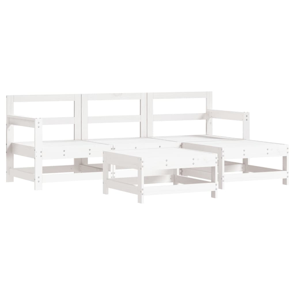 vidaXL Set mobilier relaxare de grădină 5 piese alb lemn masiv de pin vidaXL Set mobilier relaxare de grădină 5 piese alb lemn masiv de pin