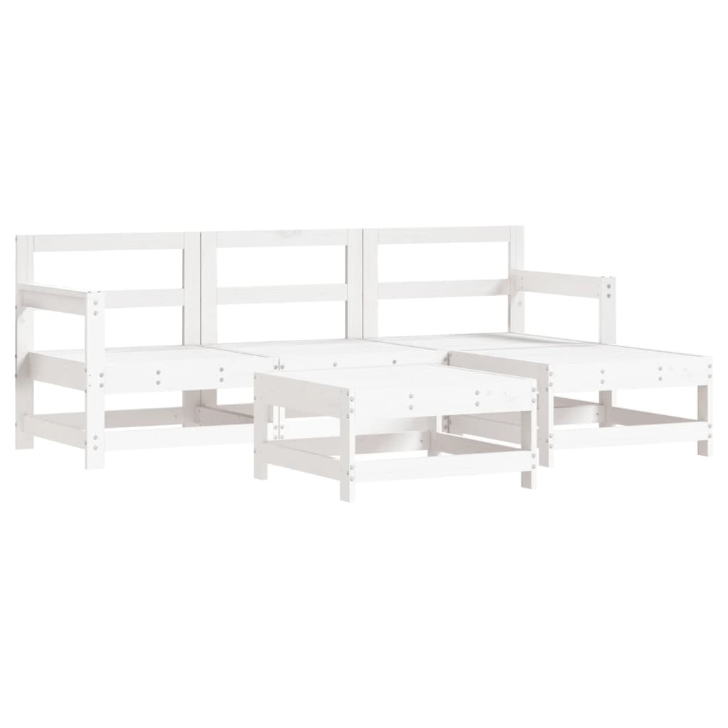 vidaXL Set mobilier relaxare de grădină 5 piese alb lemn masiv de pin vidaXL Set mobilier relaxare de grădină 5 piese alb lemn masiv de pin